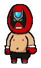 Pixel art drawing of Strong Bad from Homestar Runner as a LISA the Painful NPC