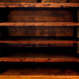 AI generated image of an empty wooden shelf