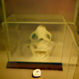 AI generated image of a small fish-like skull in a yellow altars