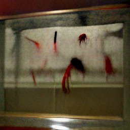 AI generated image of a altars wall with red long donkey tails hanging off it