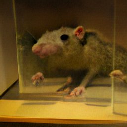 AI generated image of a rat in a altars display case