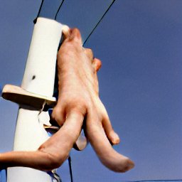 AI generated image of a power line that has what looks like a huge distorted hand attached to it