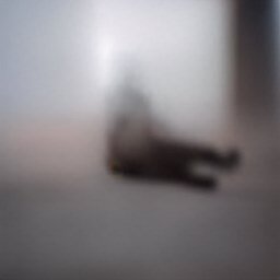 AI generated image of a giant eye with black sclera hanging over a highway