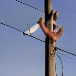 AI generated image of a telephone pole with growths like hands and feet
