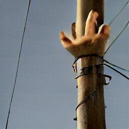 AI generated image of a telephone pole with fingers growing off it