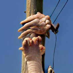 AI generated image of a telephone pole with a hand growing off it