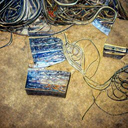 AI generated image of a bunch of junk in boxes and on the floor