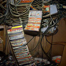 AI generated image of a bunch of junk in boxes and on the floor