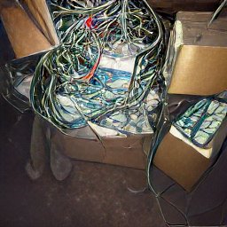 AI generated image of a bunch of junk in boxes and on the floor