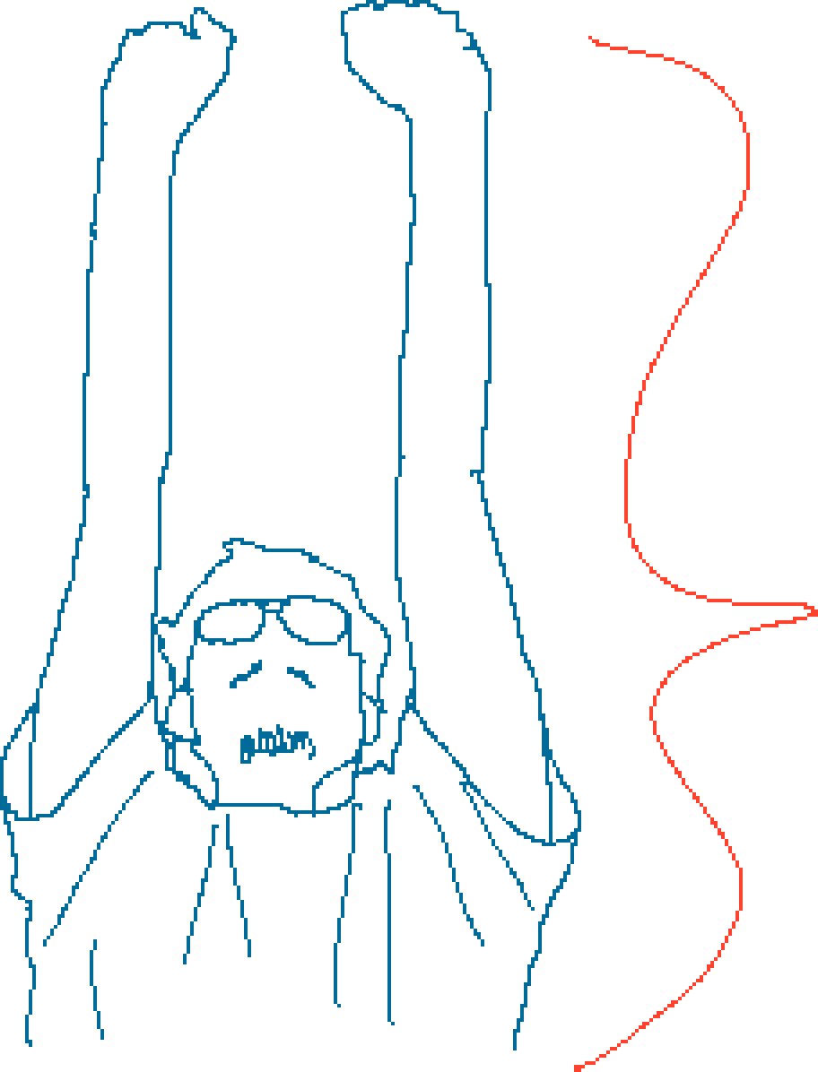 Pixel brush drawing of my arms raised above my head showing my wingspan